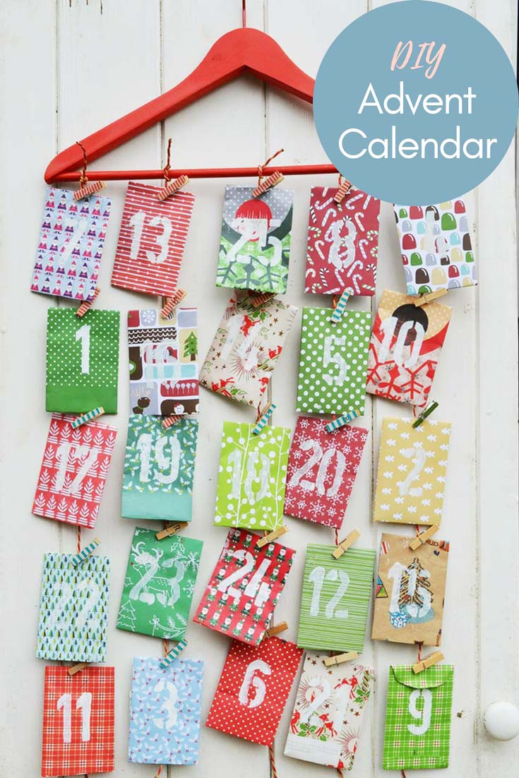DIY Christmas Advent Calendar
 Homemade Paper Envelope Advent Calendar Pillar Box Blue