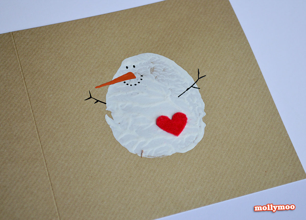 DIY Christmas Cards For Kids
 MollyMooCrafts DIY Christmas Cards potato printed snowman