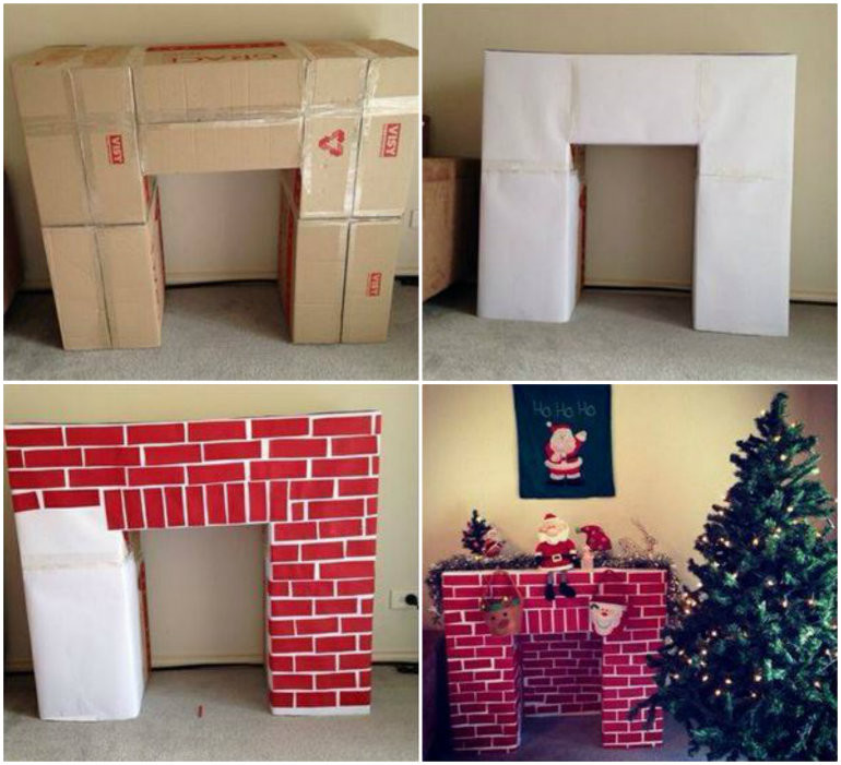 DIY Christmas Fireplace
 Cool Creativity — DIY Cardboard Christmas Fireplace