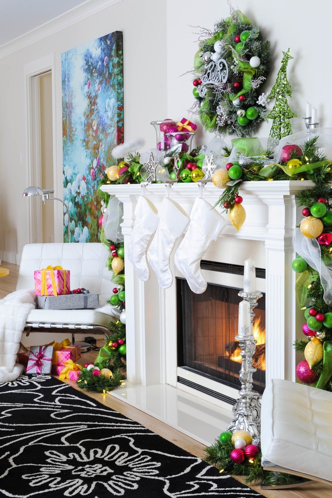 Diy Christmas Fireplace Decorations
 Pink and Yellow Holiday Home Amazing Decor Flooring