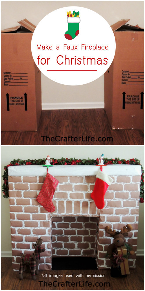 DIY Christmas Fireplace
 DIY Faux Fireplace Made From Wardrobe Cardboard Boxes
