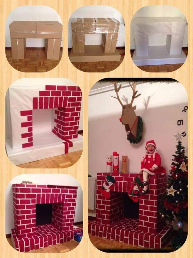 Diy Christmas Fireplace
 Cardboard Fireplace DIY for Christmas