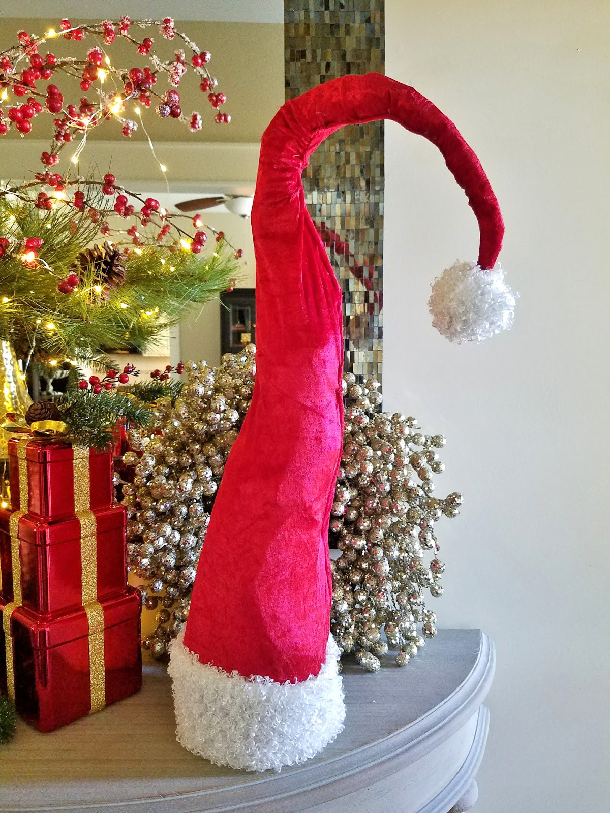 DIY Christmas Hat
 Santa Hat Decor DIY Tall Whimsical Santa Hats