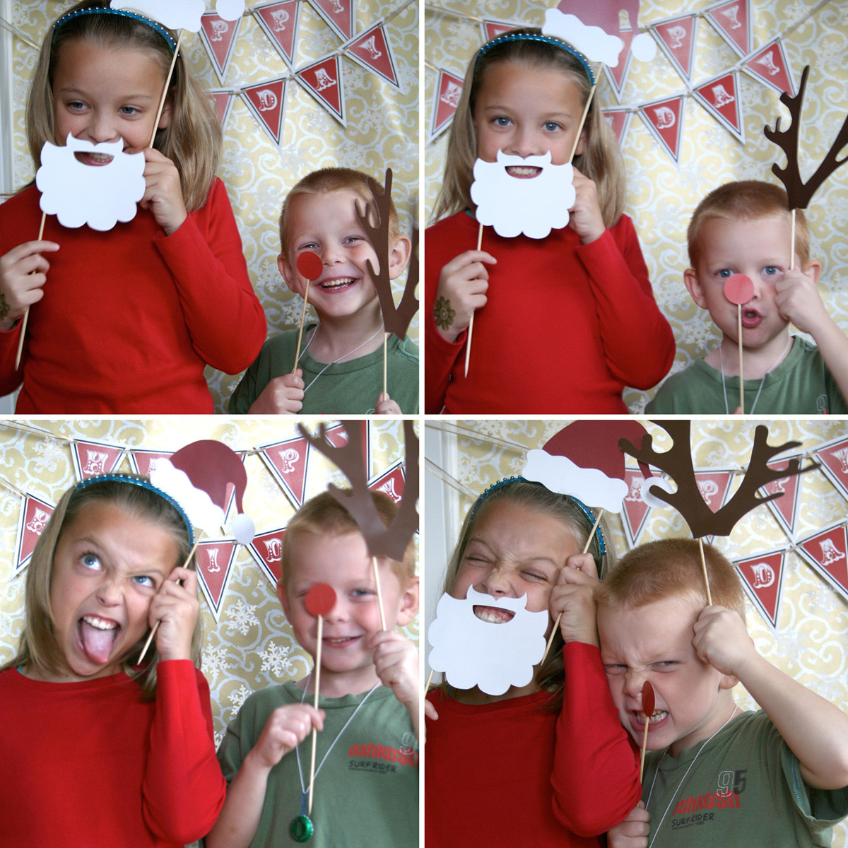 DIY Christmas Photo Booth
 paper and cake Holiday Booth Props