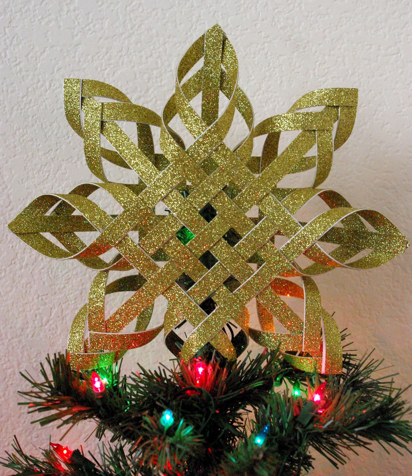 DIY Christmas Star Tree Topper
 Woven Paper Tree Topper Happiness is Homemade