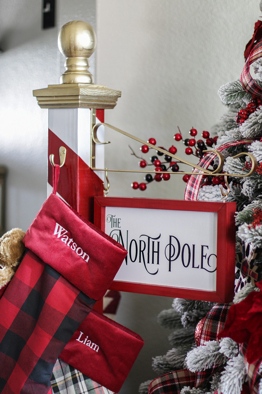 DIY Christmas Stocking Holder
 North Pole Christmas Stocking Holder
