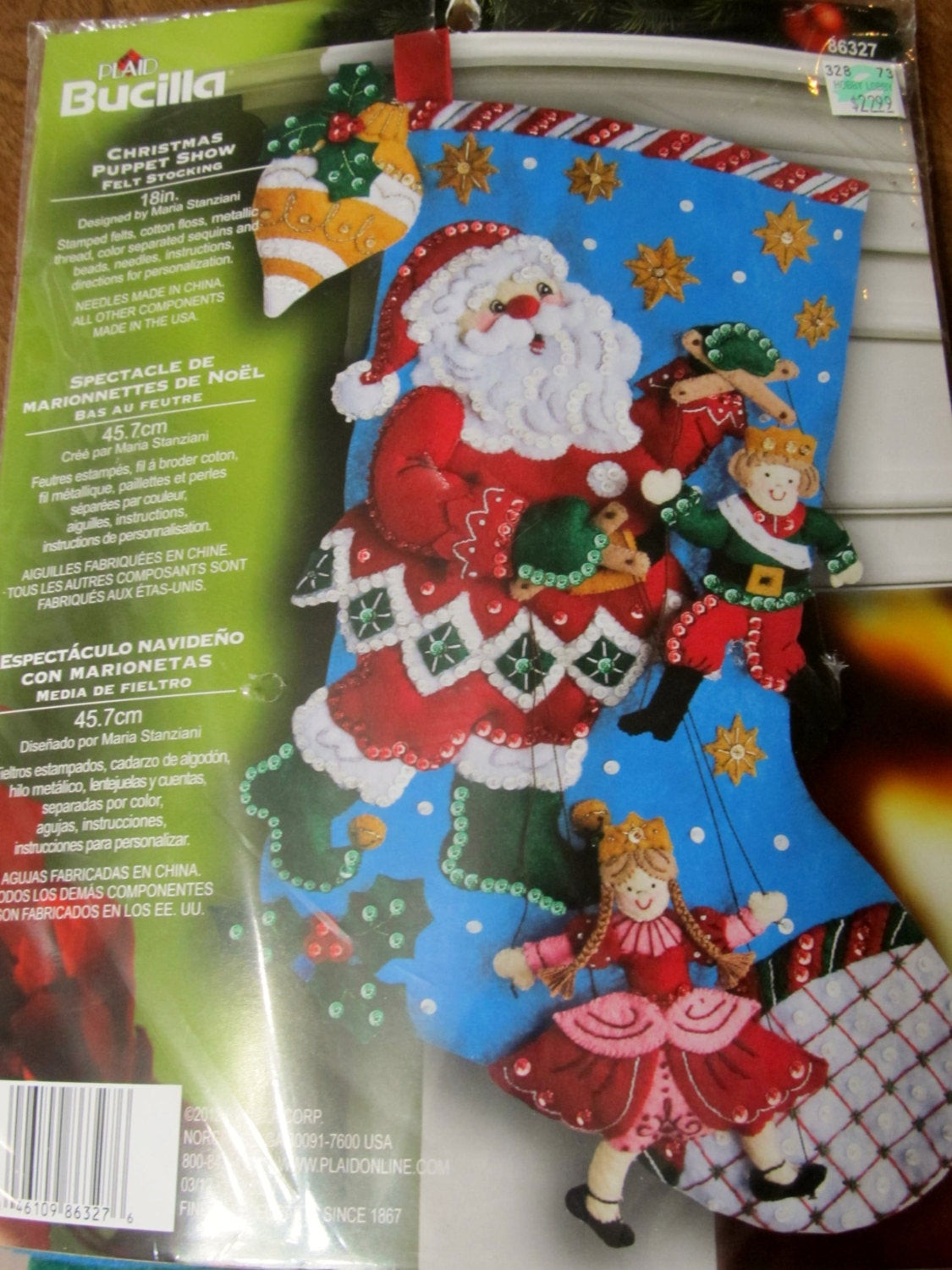 DIY Christmas Stocking Kit
 Christmas Stocking DIY kit Plaid Bucilla kit Christmas