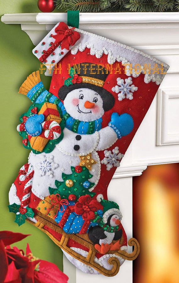 DIY Christmas Stocking Kit
 Bucilla Snowman With Presents Felt Christmas Stocking Kit