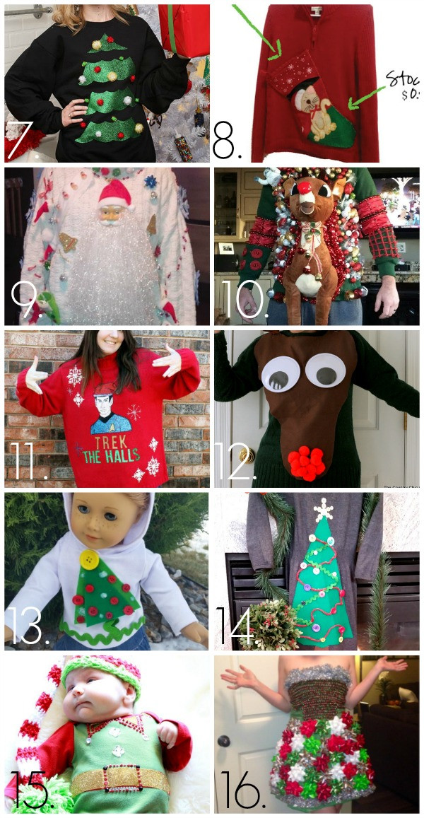 DIY Christmas Sweater
 32 DIY Ugly Christmas Sweaters C R A F T