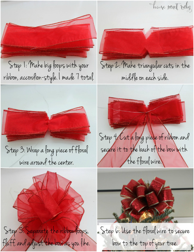 DIY Christmas Tree Bow Topper
 Quick DIY Christmas Tree Bow Home Sweet Ruby