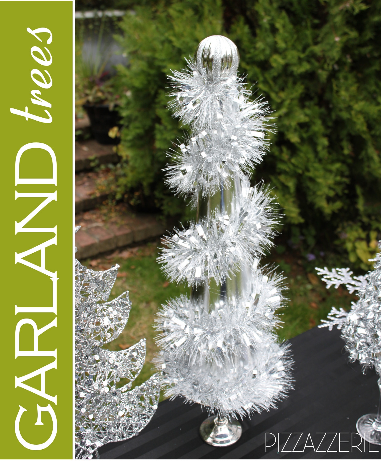 DIY Christmas Tree Garland
 Black & White Snowman Holiday Table & DIY Garland Trees