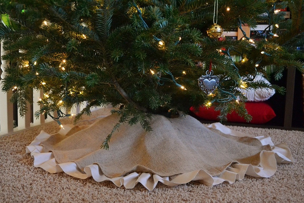 DIY Christmas Tree Skirts
 Dwelling Cents Easy Christmas Decor DIY Burlap Tree Skirt