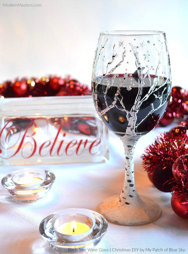 DIY Christmas Wine Glasses
 Christmas DIY Birch Tree Wine Glass