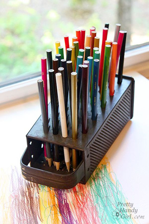 DIY Colored Pencil Organizer
 Back to school 16 Awesome DIY Pencil Holder Designs