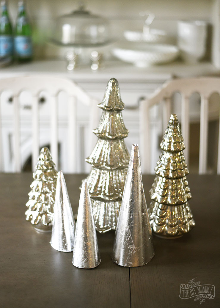DIY Cone Christmas Trees
 Make Silver Leaf Paper Trees for Christmas Tabletop Decor
