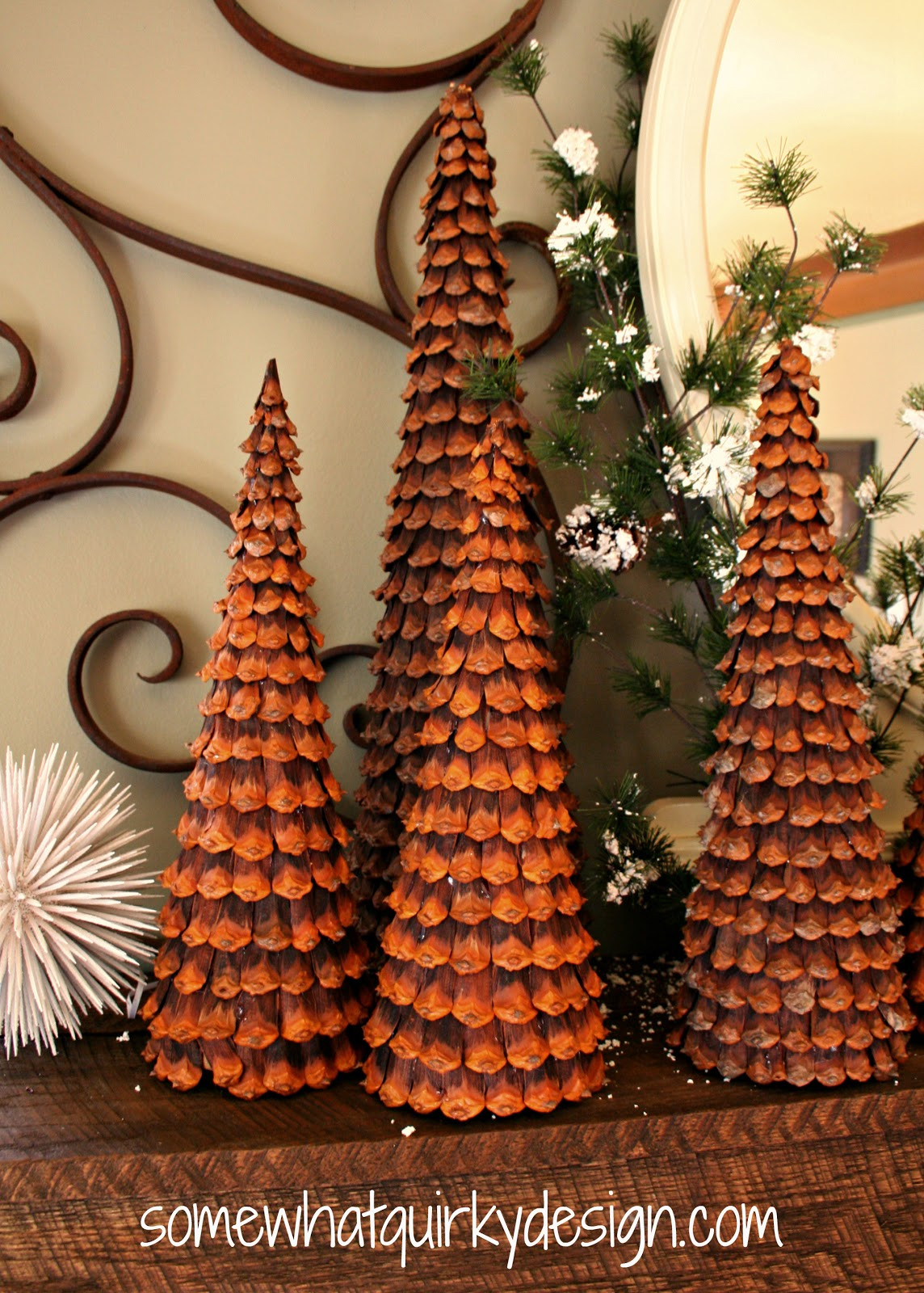 DIY Cone Christmas Trees
 Somewhat Quirky Pine Cone Christmas Trees