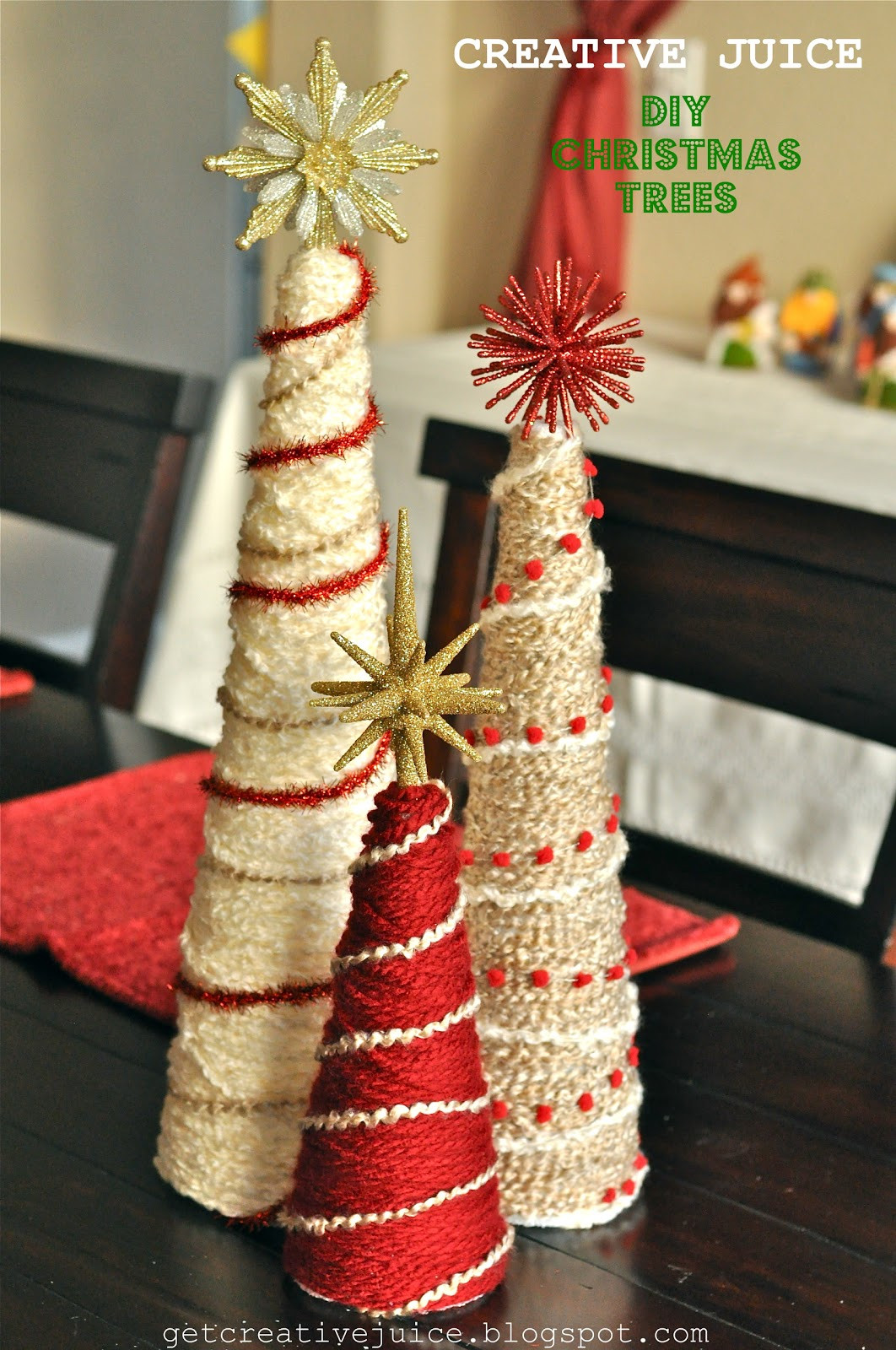 DIY Cone Christmas Trees
 TUTORIAL yarn christmas tree tutorial Creative Juice