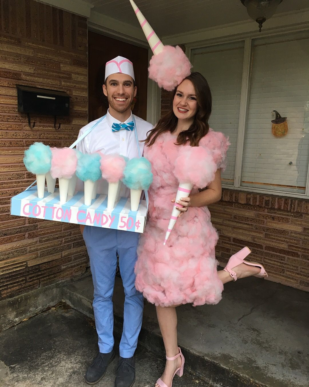 DIY Cotton Candy Costume
 Couples Halloween costume DIY Cotton candy and candy man