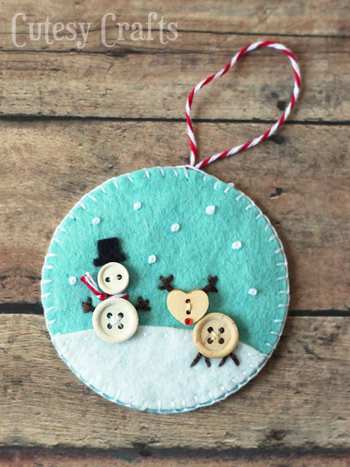 DIY Felt Christmas Ornament
 Button and Felt DIY Christmas Ornaments Cutesy Crafts