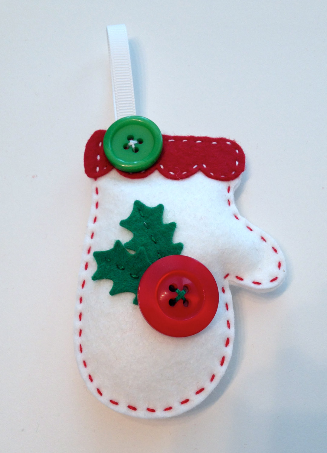 DIY Felt Christmas Ornament
 DIY Felt Holly Mitten Ornament KIT by PolkaDotCreek on Etsy