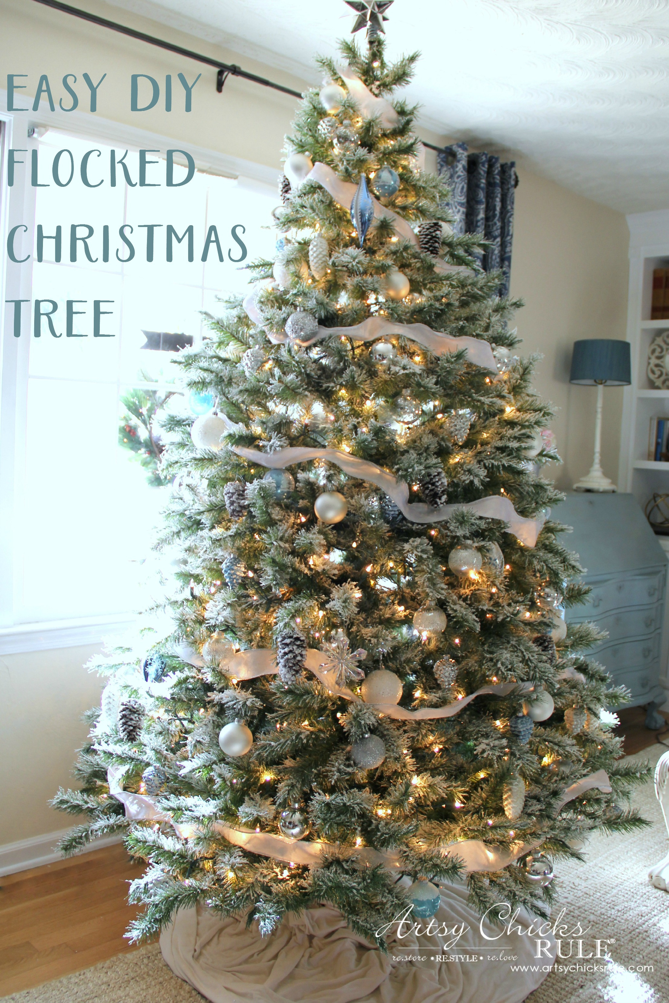 DIY Flocked Christmas Tree
 DIY Flocked Tree Wreaths and More Thrifty Holiday Decor