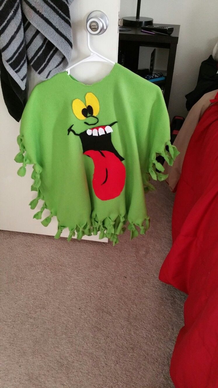 DIY Ghostbusters Costume
 slimer poncho costume for kids
