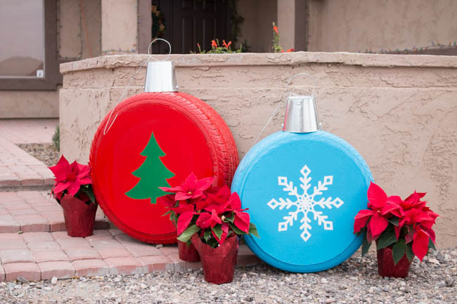 DIY Giant Outdoor Christmas Ornaments
 How To Make Giant Christmas Ornaments From Old Tires