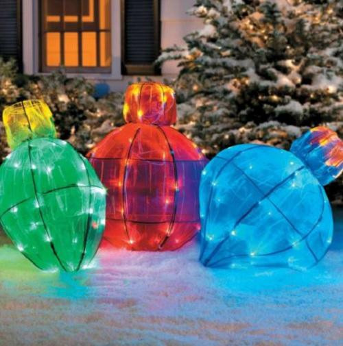DIY Giant Outdoor Christmas Ornaments
 Outdoor Lighted GIANT CHRISTMAS LIGHT BULB Holiday Yard