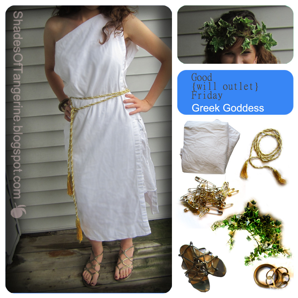 DIY Greek Goddess Costume
 Shades Tangerine Good will outlet Friday 33 Costume