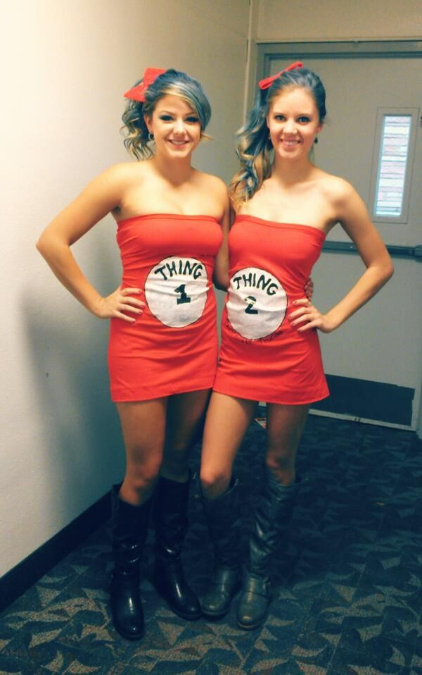 DIY Halloween Costumes For Teenage Girls
 Halloween diy costume Thing 1 and Thing 2 cute