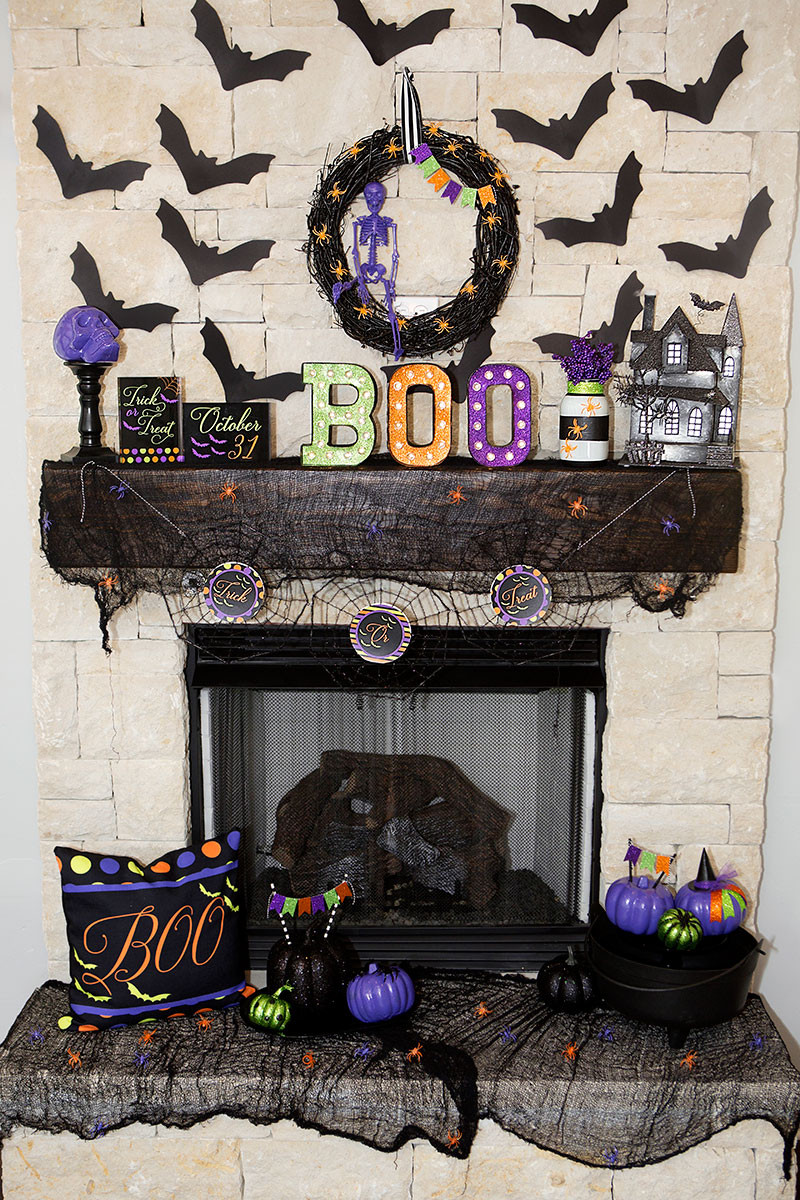 Diy Indoor Halloween Decorations
 Colorful Halloween Mantel Decor Easy DIY Halloween Decor