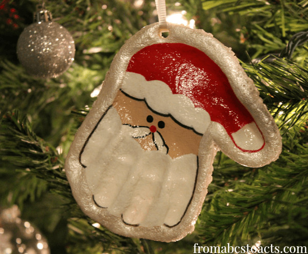 DIY Kid Christmas Ornaments
 Hand Print Santa Keepsake Ornament