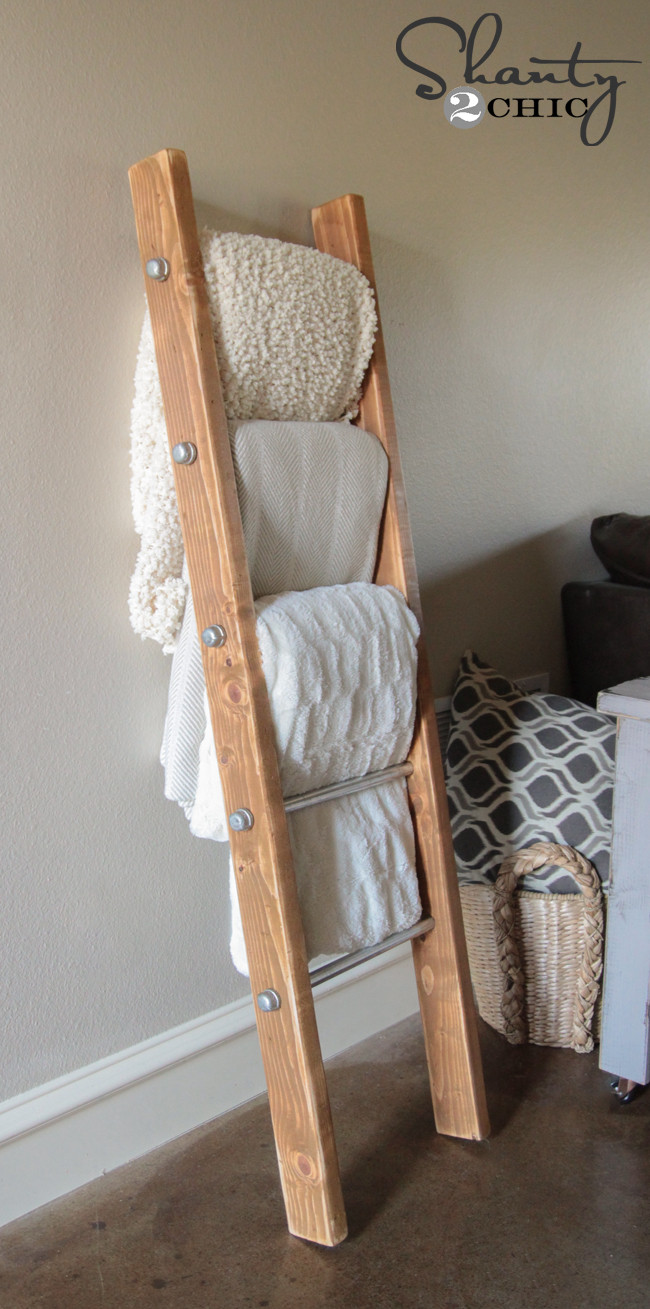 DIY Ladder Rack
 DIY Wood and Metal Pipe Blanket Ladder Shanty 2 Chic