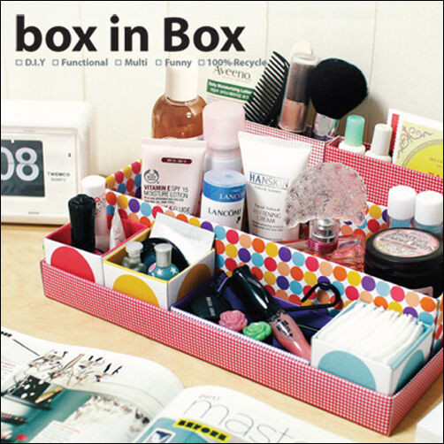 DIY Makeup Organizer Shoebox
 DIY Cardboard Storage Tidy Box Cosmetic Desk Full Design