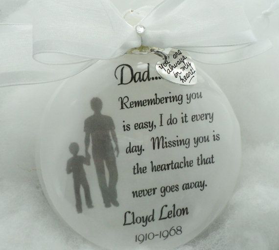 DIY Memorial Christmas Ornaments
 Memorial In Memory Ornament for Father Remembering You is