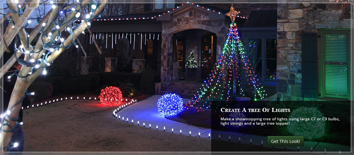 DIY Outdoor Christmas Tree Made Of Lights
 Outdoor Christmas Yard Decorating Ideas