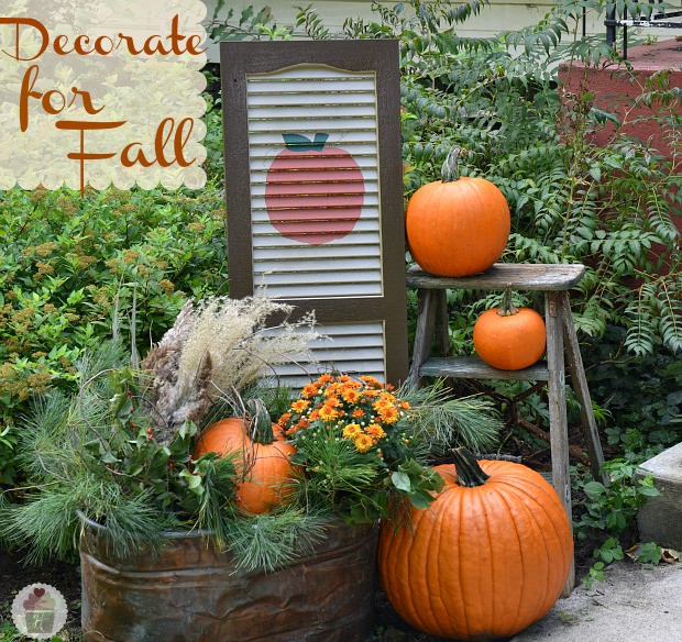 Diy Outdoor Fall Decor
 Fall Outdoor Decorating DIY Painted Shutter Hoosier