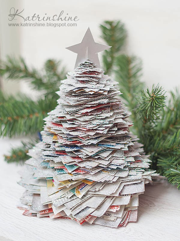 DIY Paper Christmas Tree
 Katrinshine Recycled paper Christmas tree DIY
