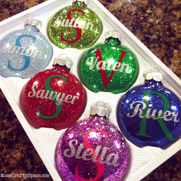 DIY Personalized Christmas Ornaments
 Personalized Glitter Ornaments Happiness is Homemade