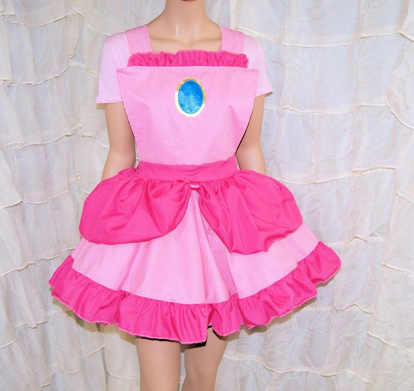 DIY Princess Peach Costume
 Princess Peach Pink Ruffled Pinafore Apron Costume Skirt Adult