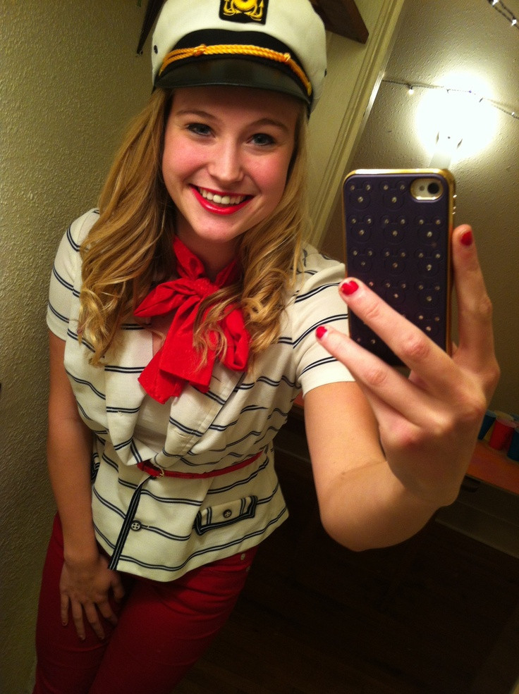 DIY Sailor Costume
 DIY sailor costume hat ragstock $5 Scarf savers $2