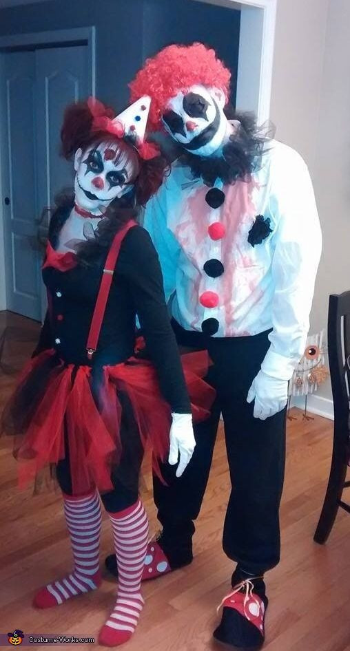 DIY Scary Clown Costume
 Creepy Clown Couple Halloween Costume Contest at Costume