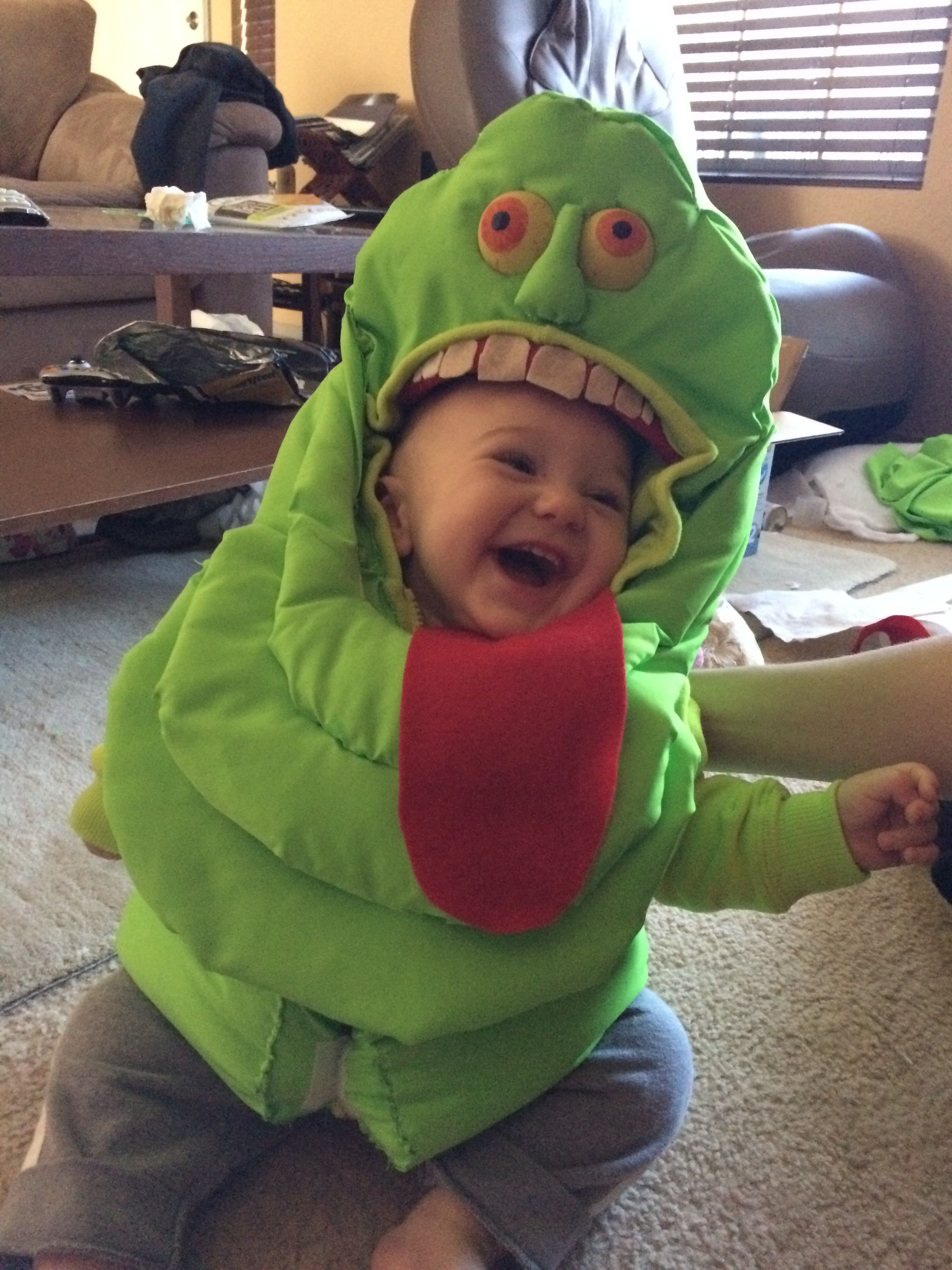 DIY Slimer Costume
 My son in Halloween costume first Halloween as
