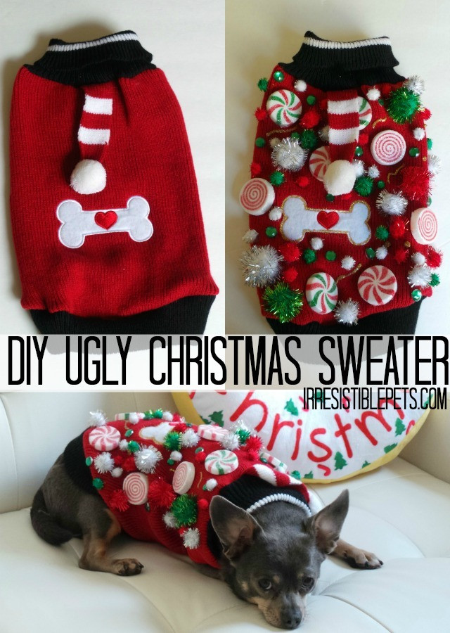 DIY Tacky Christmas Sweater
 DIY Ugly Christmas Sweater for Dogs uglysweaterchallenge