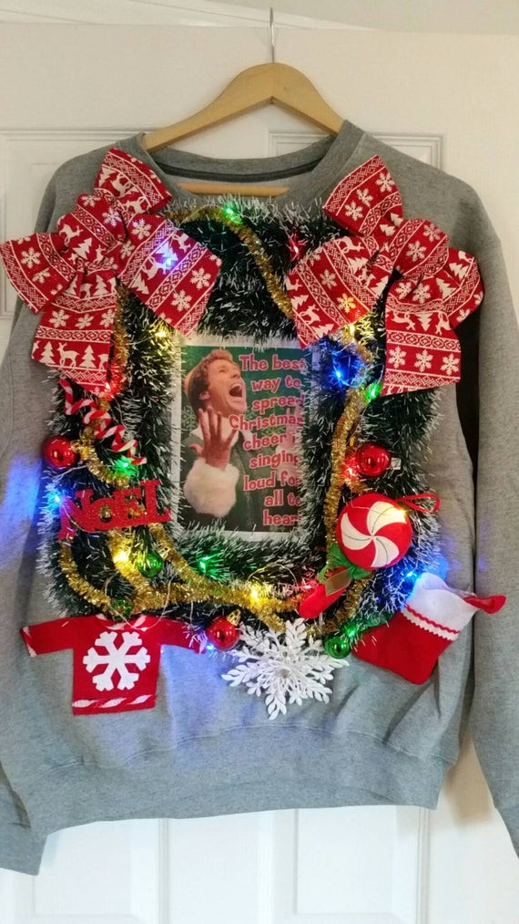 DIY Ugly Christmas Sweater For Kids
 Ugly Christmas Sweater Buddy The Elf Elf Movie by