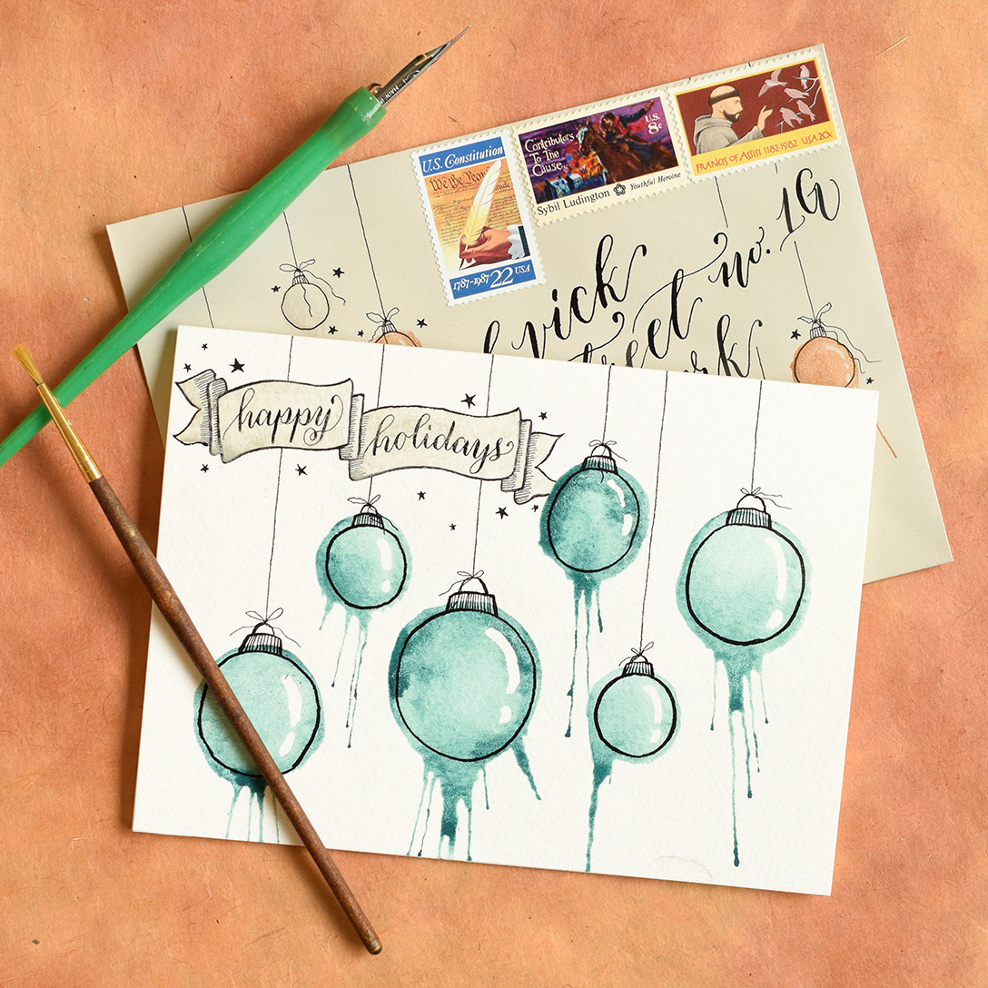 DIY Watercolor Christmas Cards
 Artistic Ornaments Themed DIY Christmas Card Tutorial