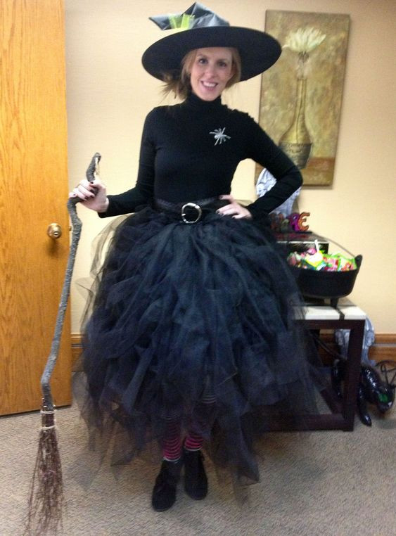 DIY Witch Costume
 Black Tulle Witch s Skirt for Halloween Roughly 25 yards
