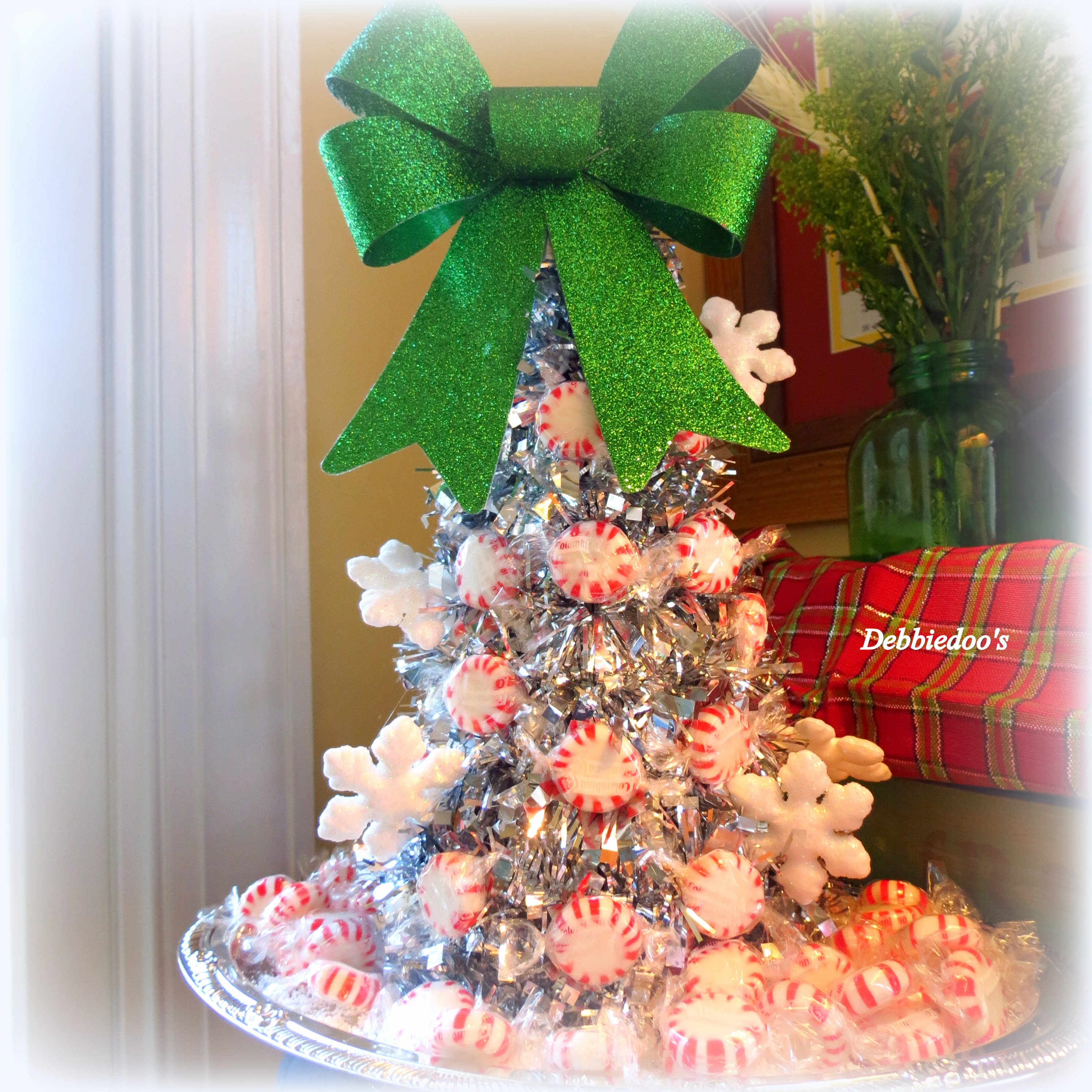 Dollar Tree DIY Christmas
 A sparkly Peppermint Christmas tree Dollar tree Craft