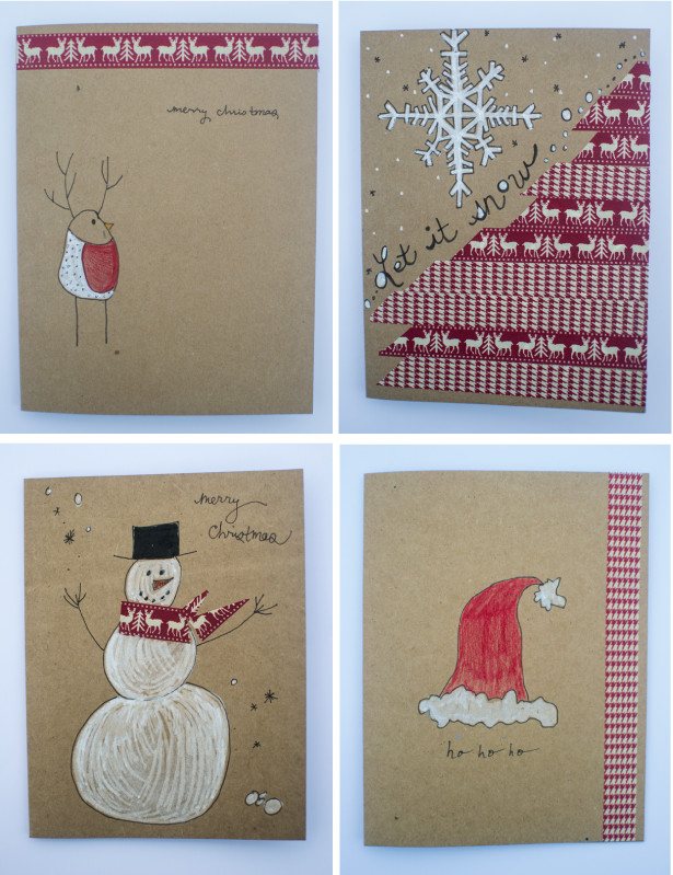 Easy DIY Christmas Cards
 Frugal Holidays easy DIY washi tape Christmas cards