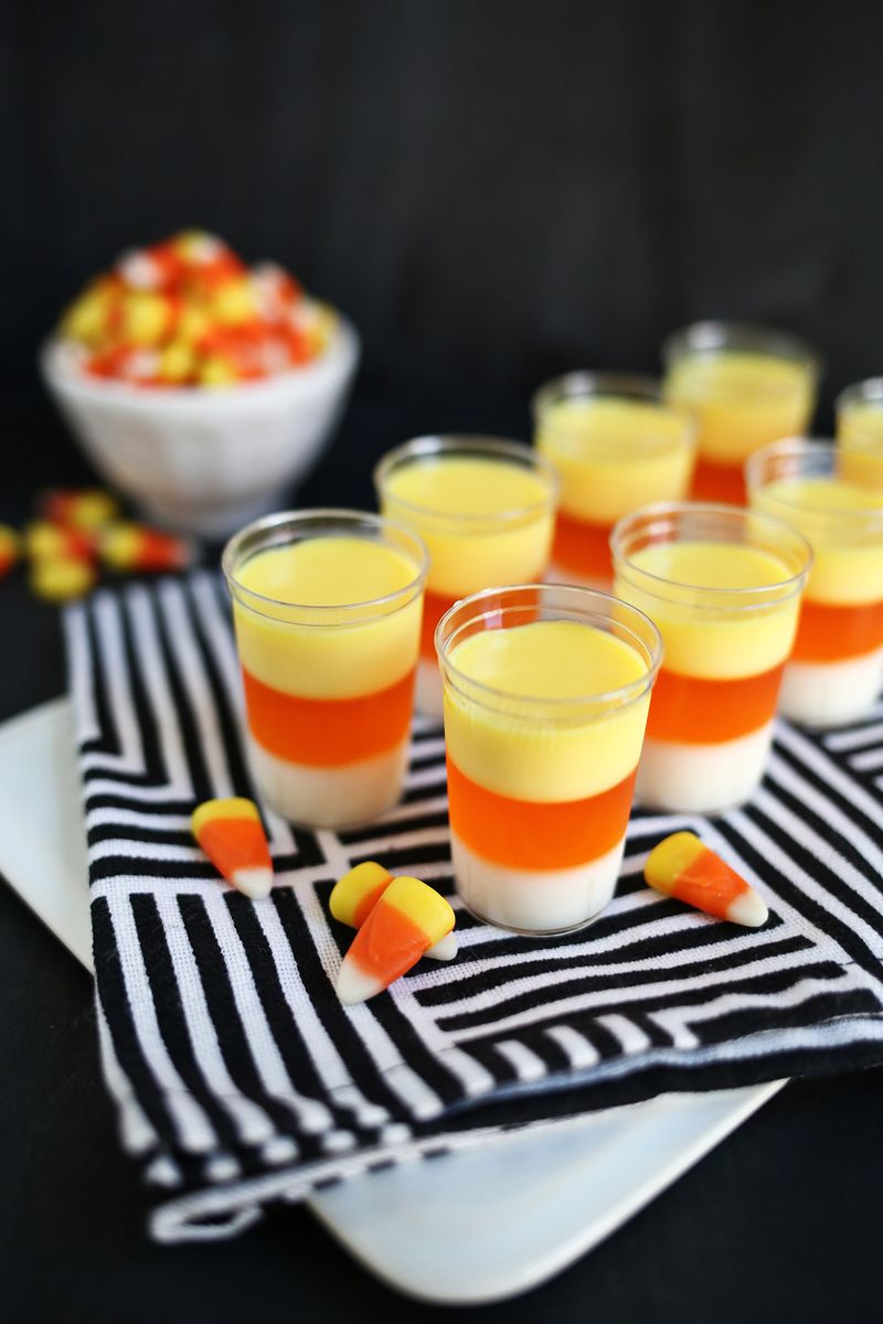Easy Halloween Party Ideas
 Candy Corn Jello Shots – A Beautiful Mess